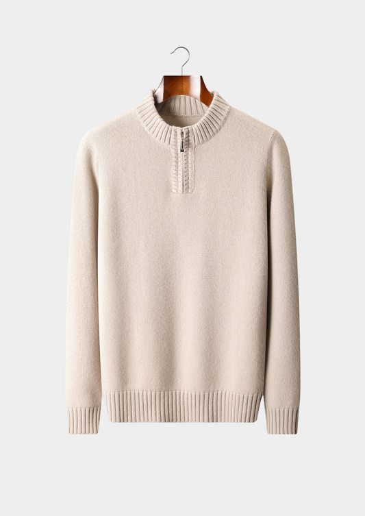 Pure Cashmere Off White Half Zip Sweater | Solmar