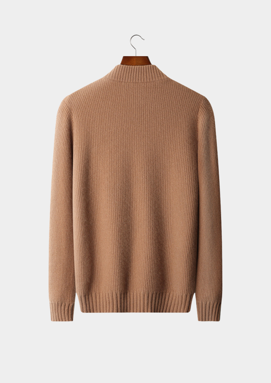 Pure Cashmere Mustard Ribbed Zip Cardigan | Solmar