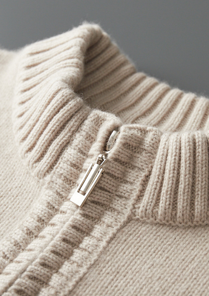 Pure Cashmere Off White Half Zip Sweater | Solmar