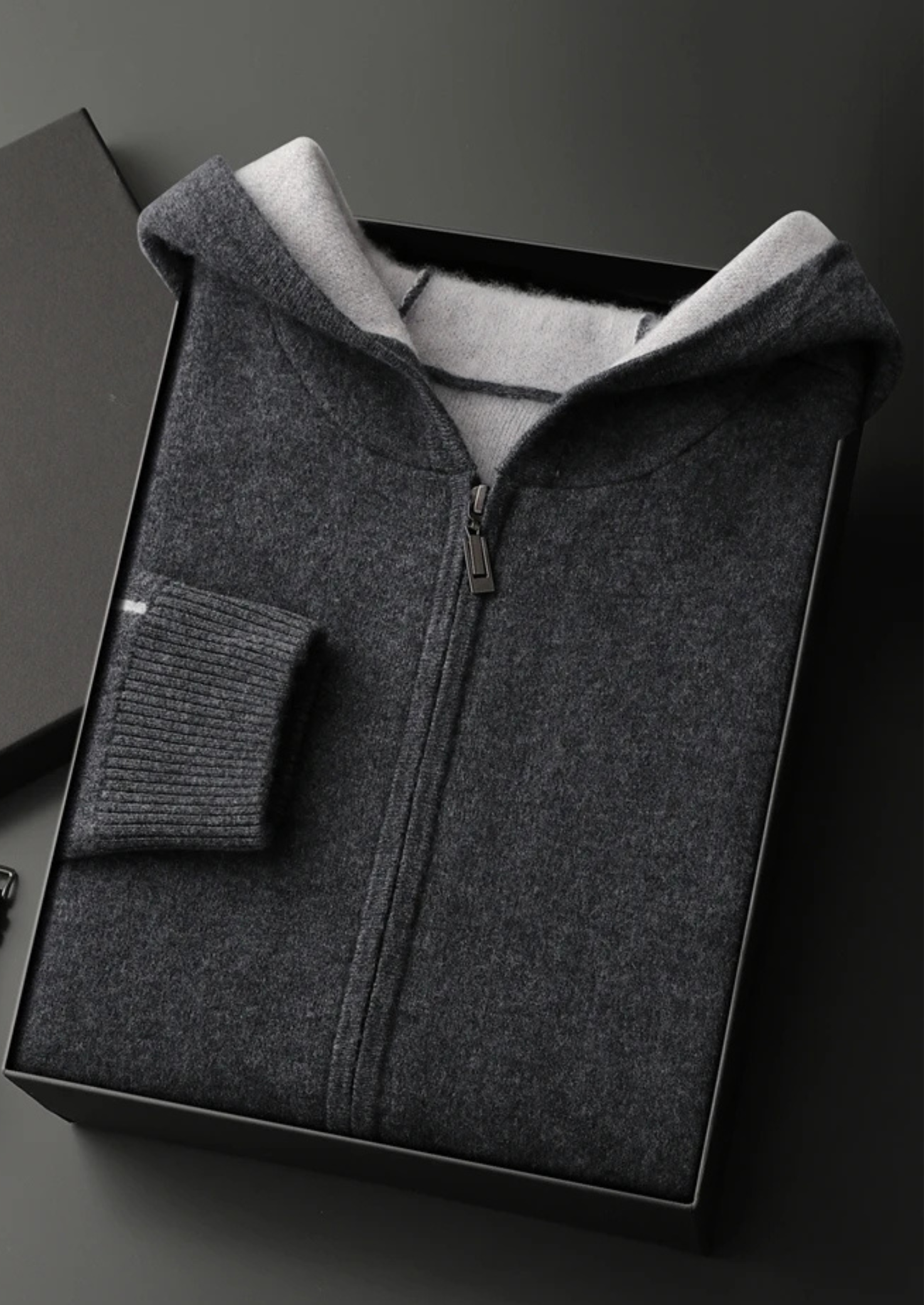 Premium Cashmere Two-Tone Zipper Hoodie | Solmar