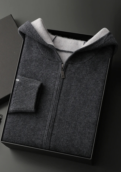 Premium Cashmere Two-Tone Zipper Hoodie | Solmar