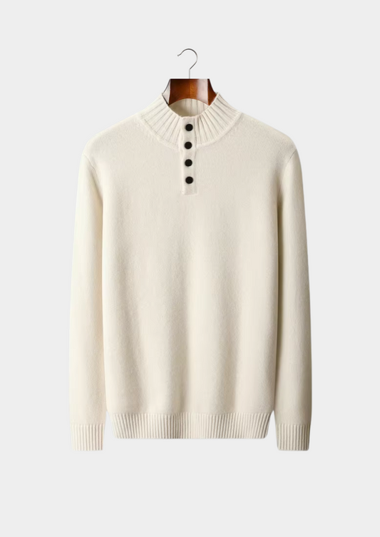 Pure Extra-Fine Merino Wool Classic Button Sweater | Solmar