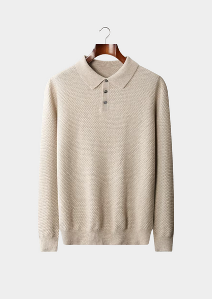 Premium Cashmere Textured Sweater Polo | Solmar