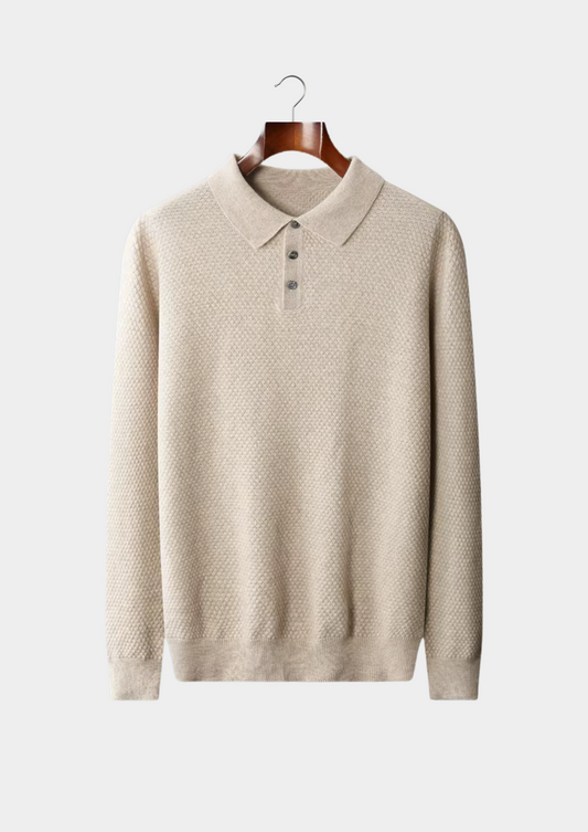 Premium Cashmere Textured Sweater Polo | Solmar