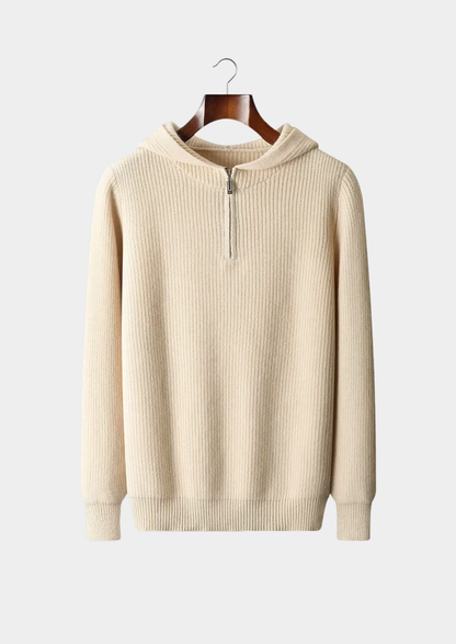 Pure Extra-Fine Merino Wool Half Zipper Hoodie | Solmar