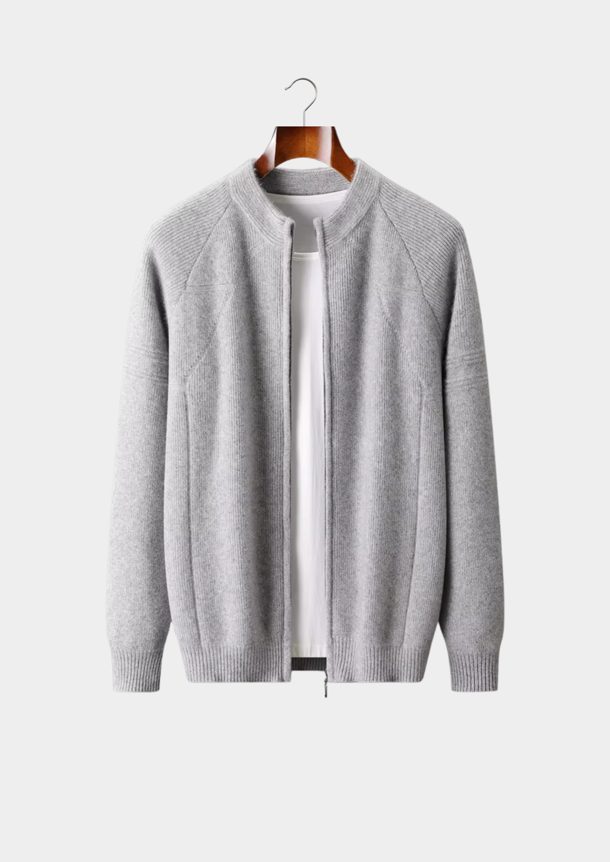 Pure Extra-Fine Merino Wool Ribbed Zip Cardigan | Solmar