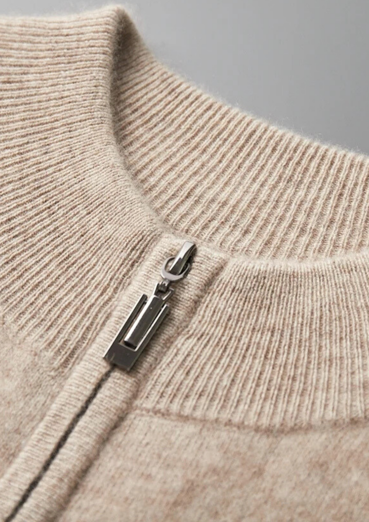 Premium Cashmere Two Tone Zip Cardigan | Solmar