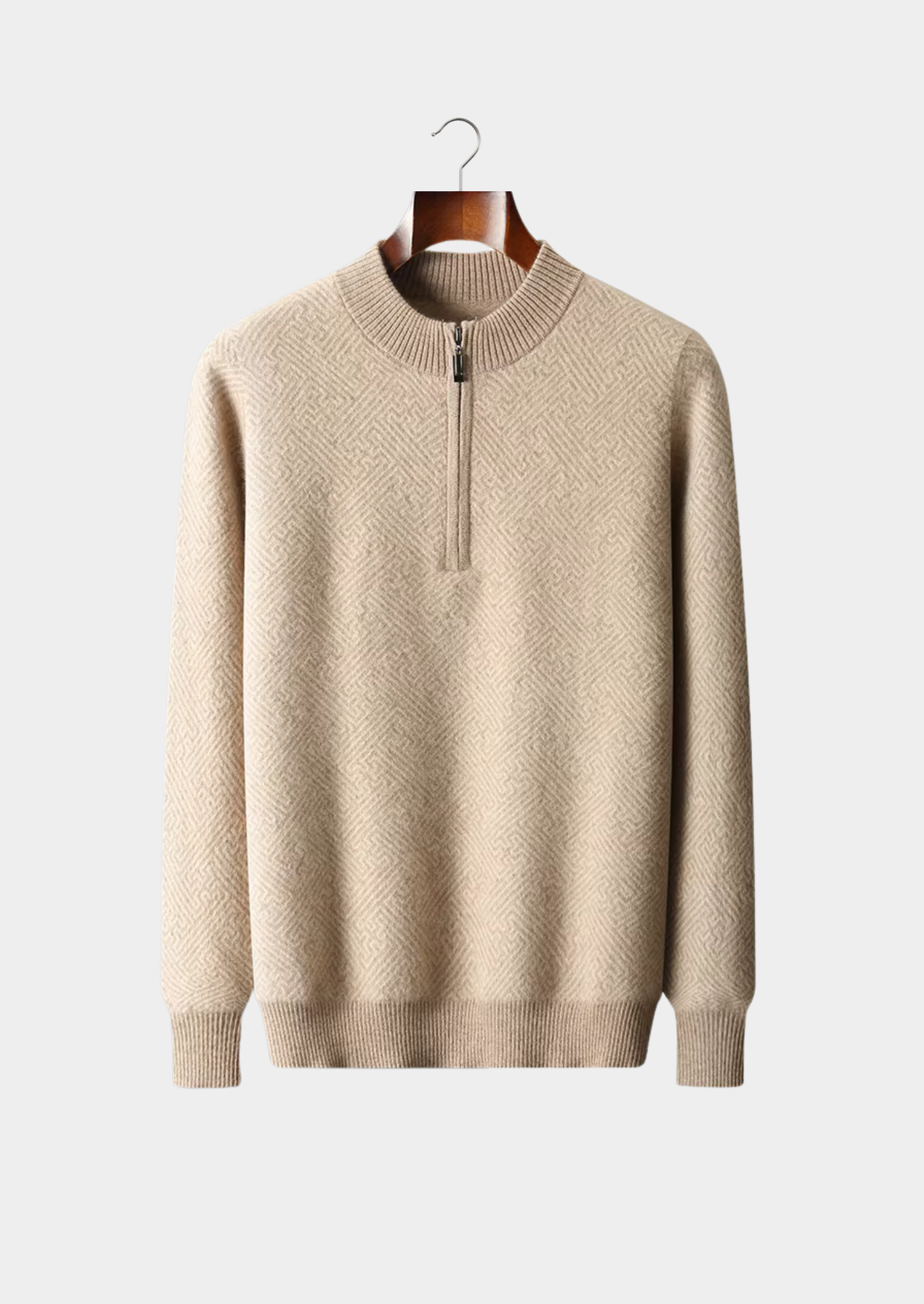 Premium Cashmere Patterned Half-Zip Sweater | Solmar