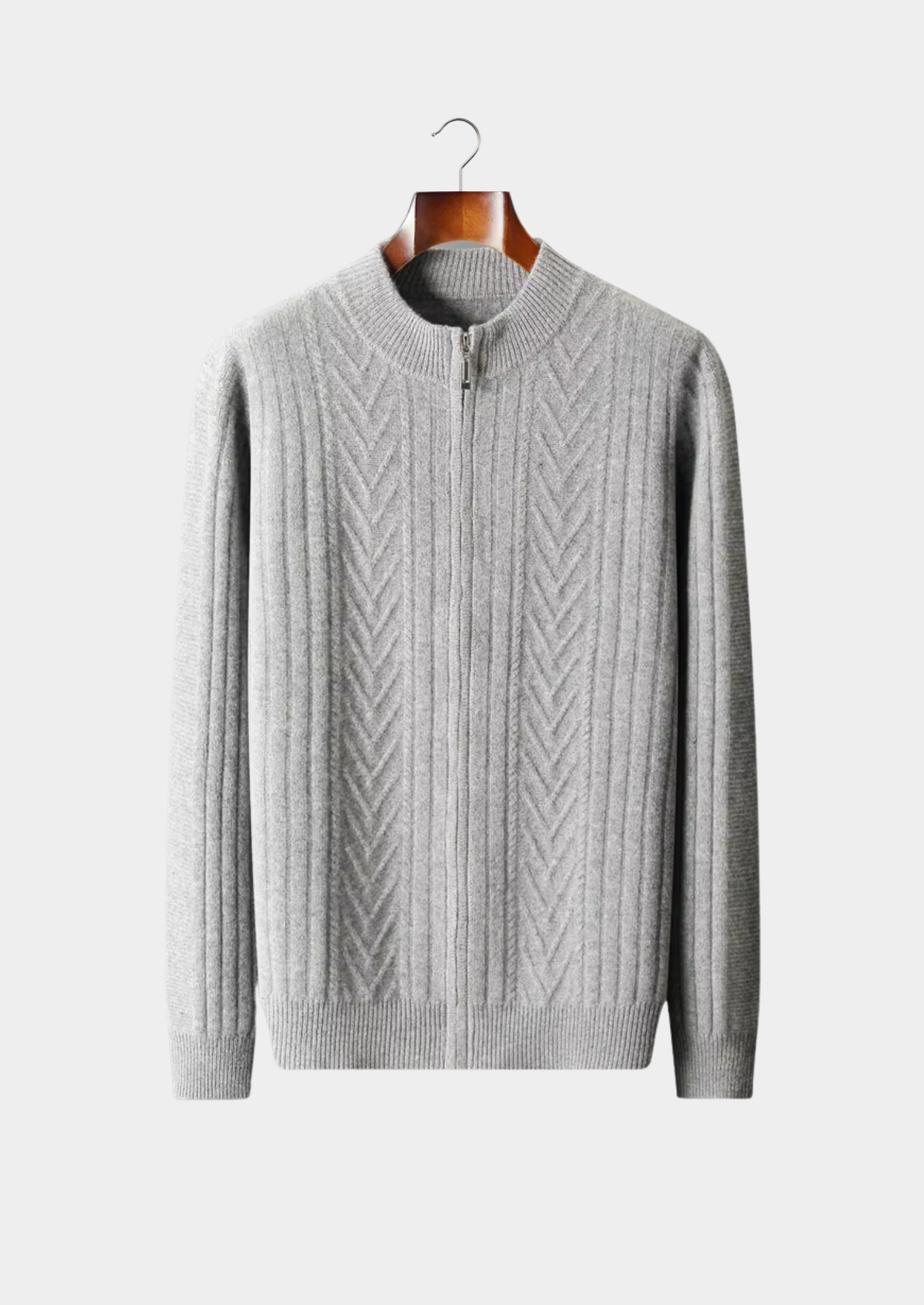 Pure Extra-Fine Merino Wool Patterned Zip Cardigan | Solmar