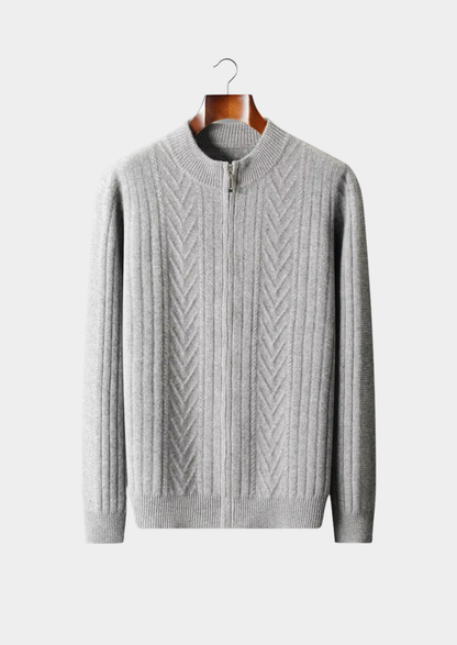 Pure Extra-Fine Merino Wool Patterned Zip Cardigan | Solmar