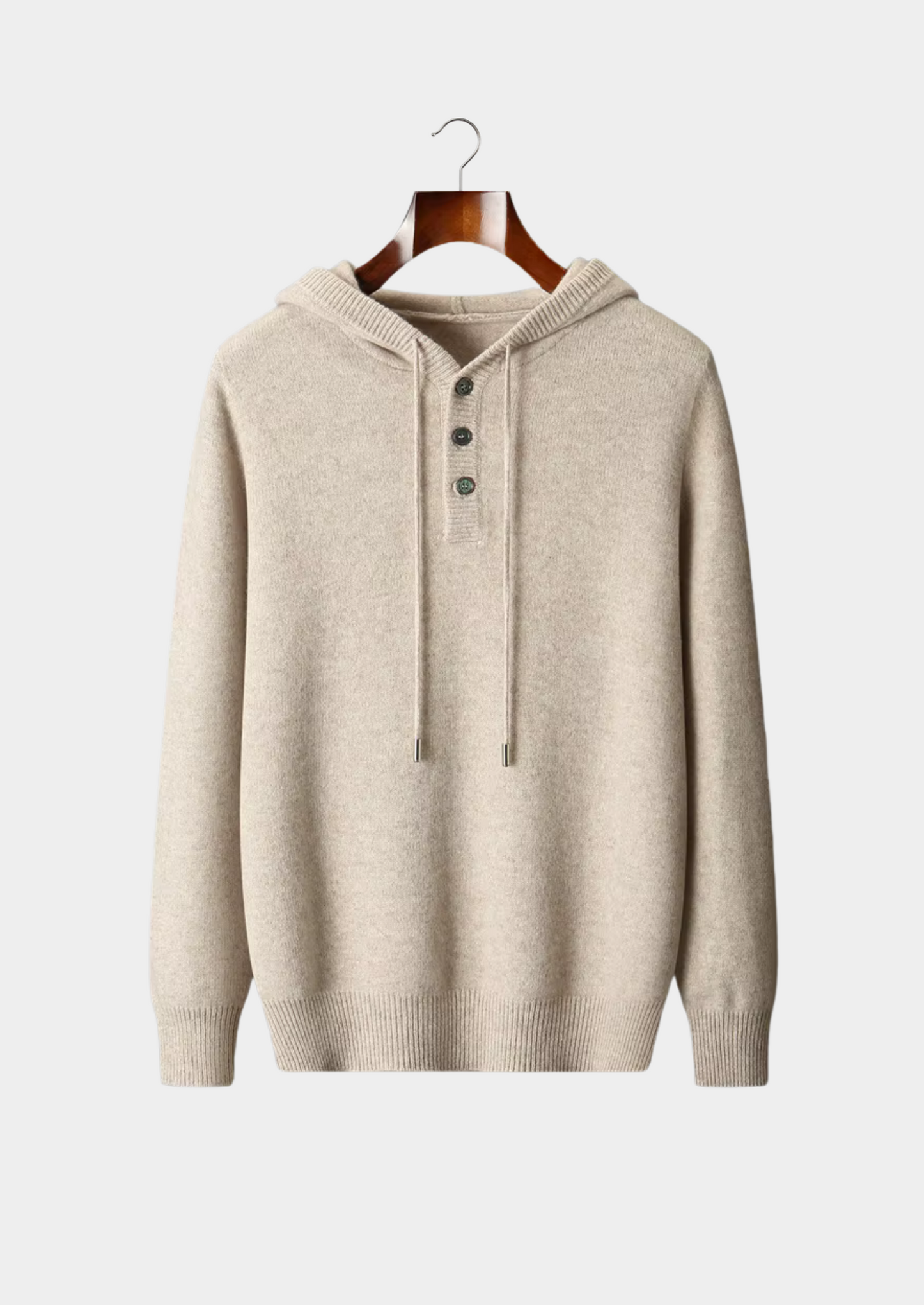 Pure Extra-Fine Merino Wool Button Hoodie | Solmar