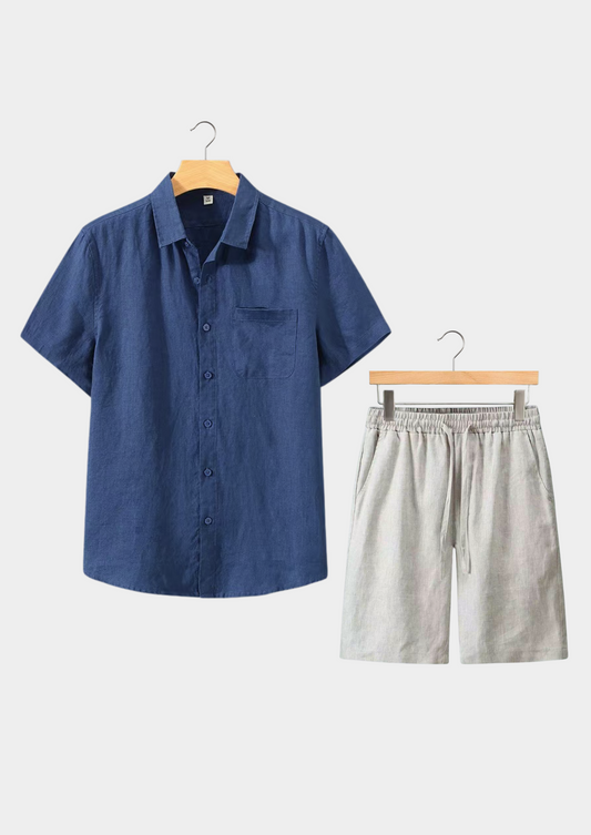 Dolcevita Shortsleeve Summer Set - Navy/beige | Solmar