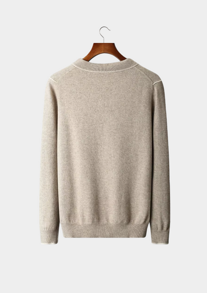 Premium Cashmere Two Tone Button Polo | Solmar