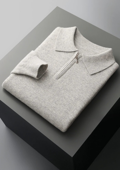 Pure Extra-Fine Merino Wool Half Zip Polo | Solmar