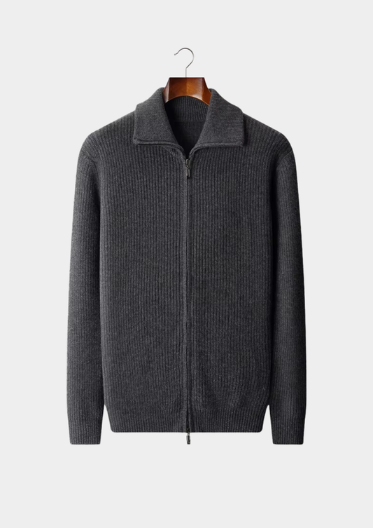 Pure Extra-Fine Merino Wool Funnel Neck Dual Zip Cardigan | Solmar