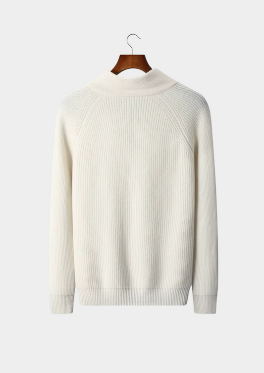 Premium Cashmere Ribbed V-Neck Sweater | Solmar