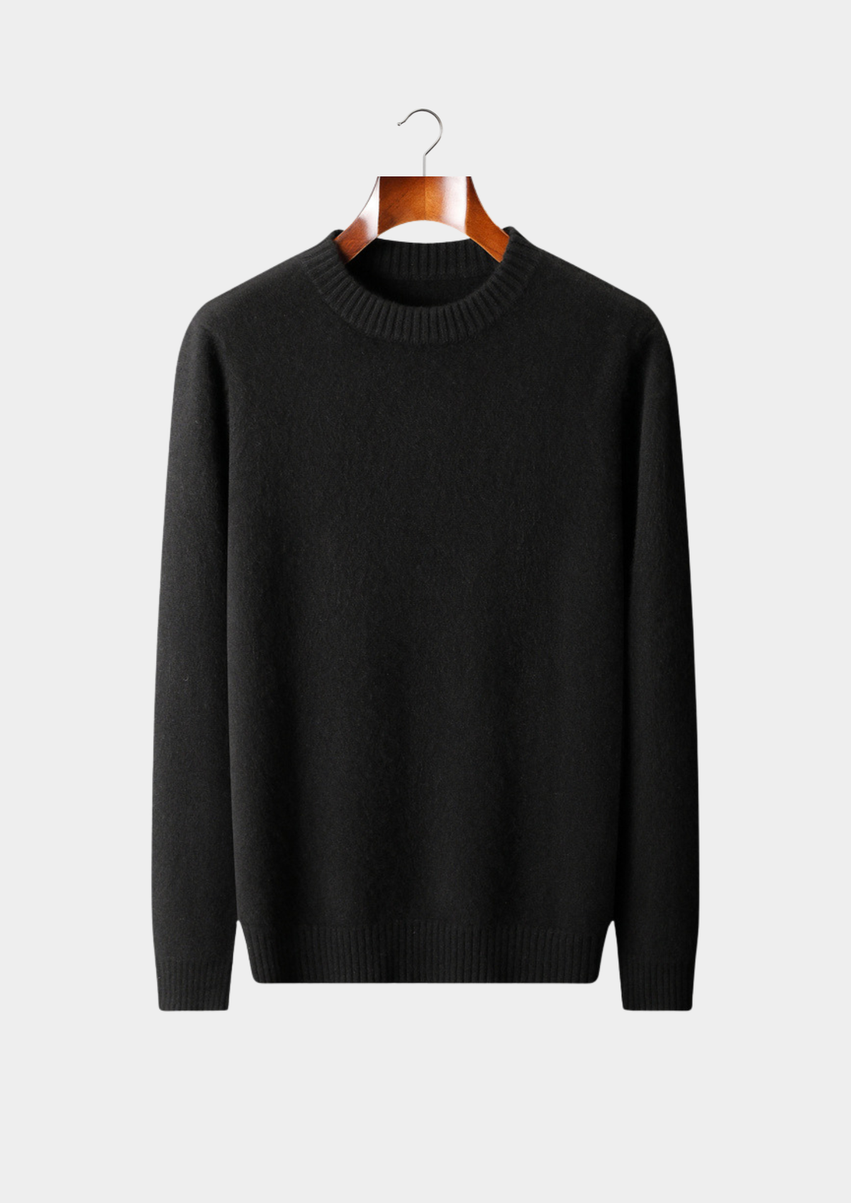 Pure Cashmere Black Essential Crewneck | Solmar