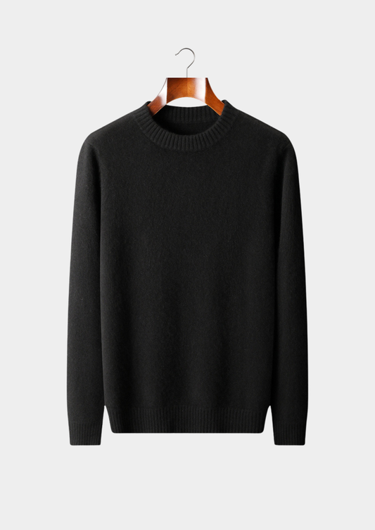 Pure Cashmere Black Essential Crewneck | Solmar