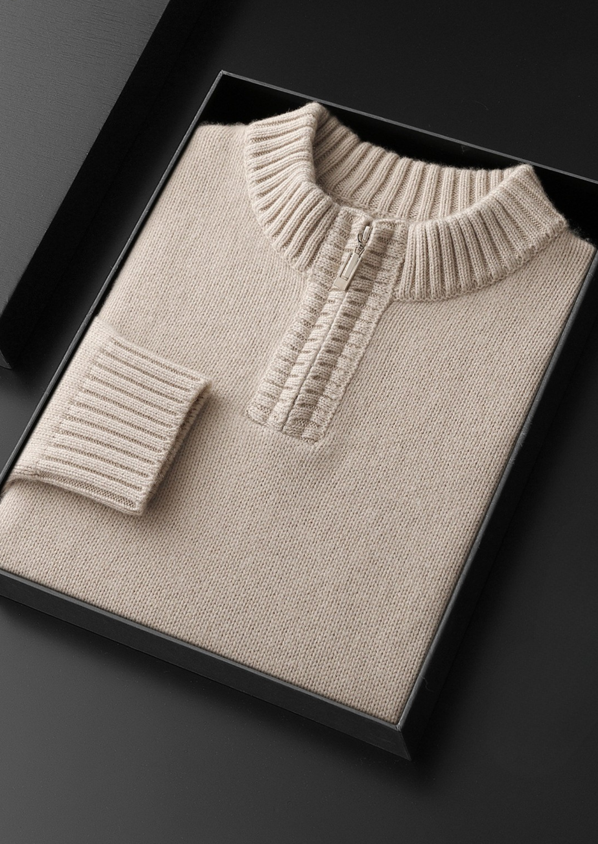 Pure Cashmere Off White Half Zip Sweater | Solmar