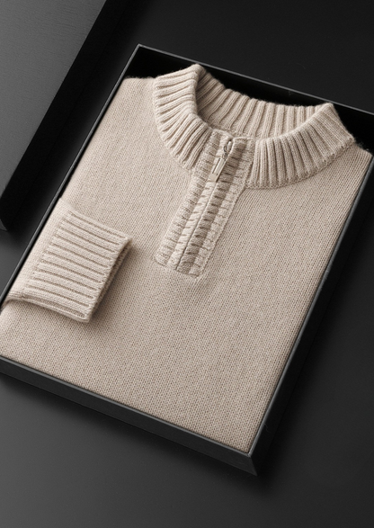 Pure Cashmere Off White Half Zip Sweater | Solmar
