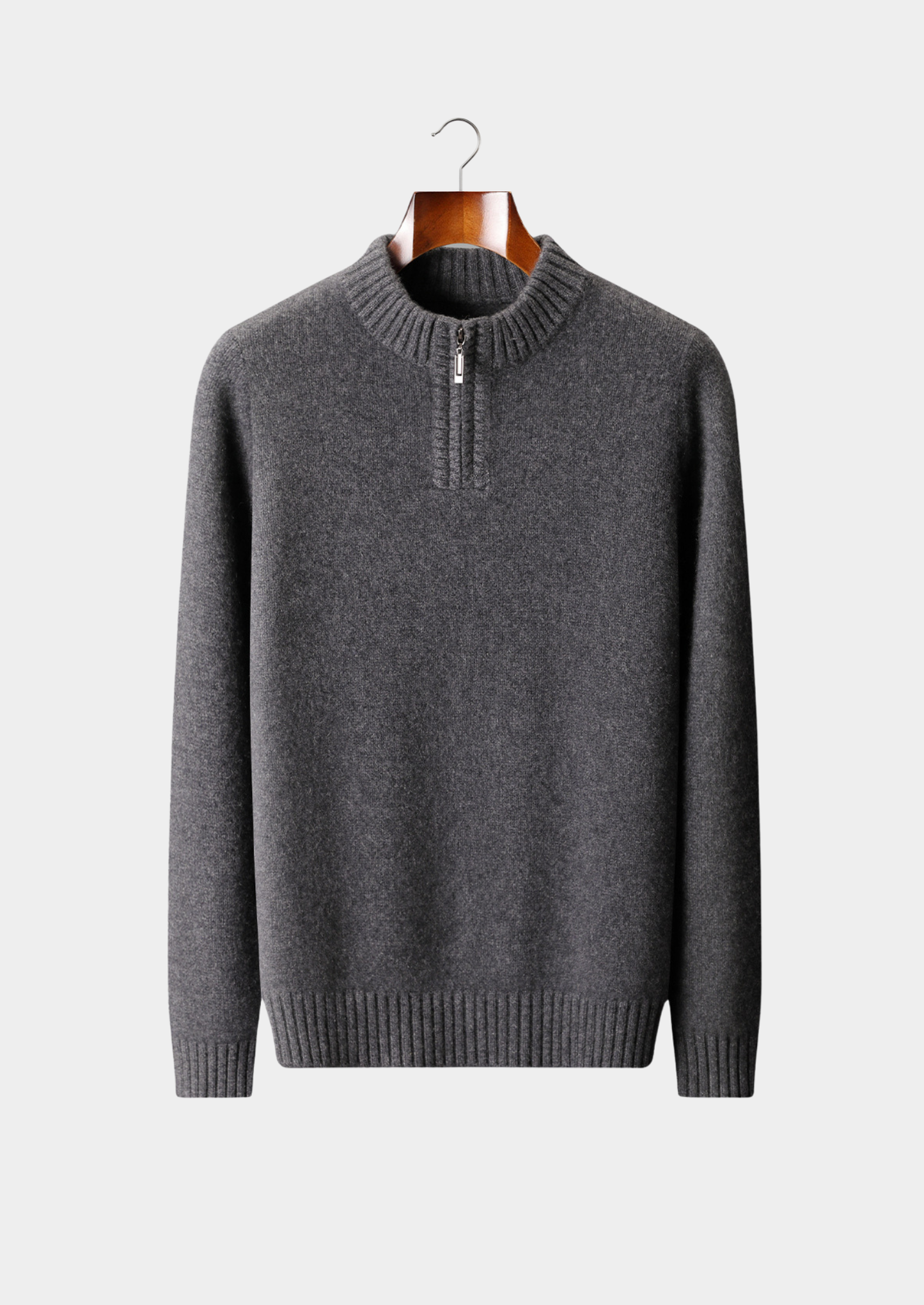 Pure Cashmere Dark Gray Half Zip Sweater | Solmar