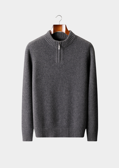 Pure Cashmere Dark Gray Half Zip Sweater | Solmar