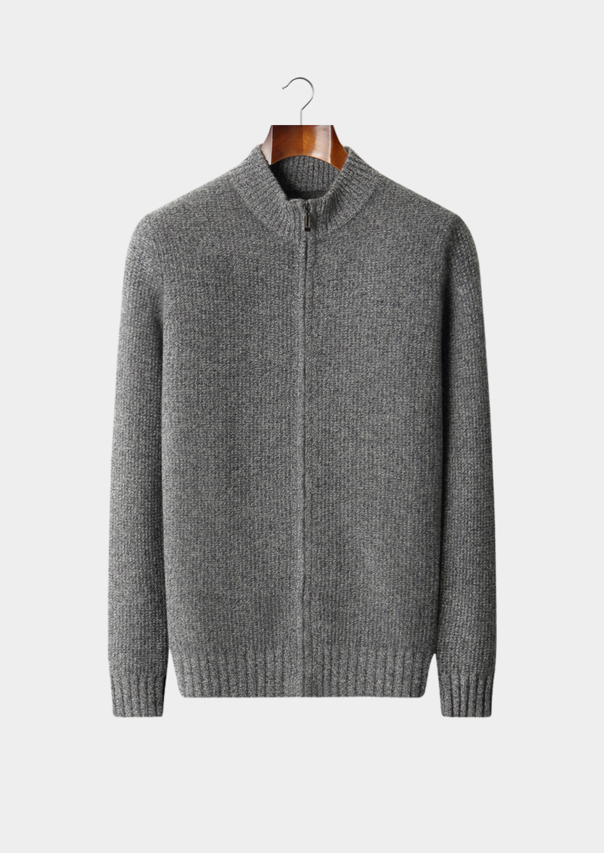 Pure Cashmere Gray Ribbed Zip Cardigan | Solmar