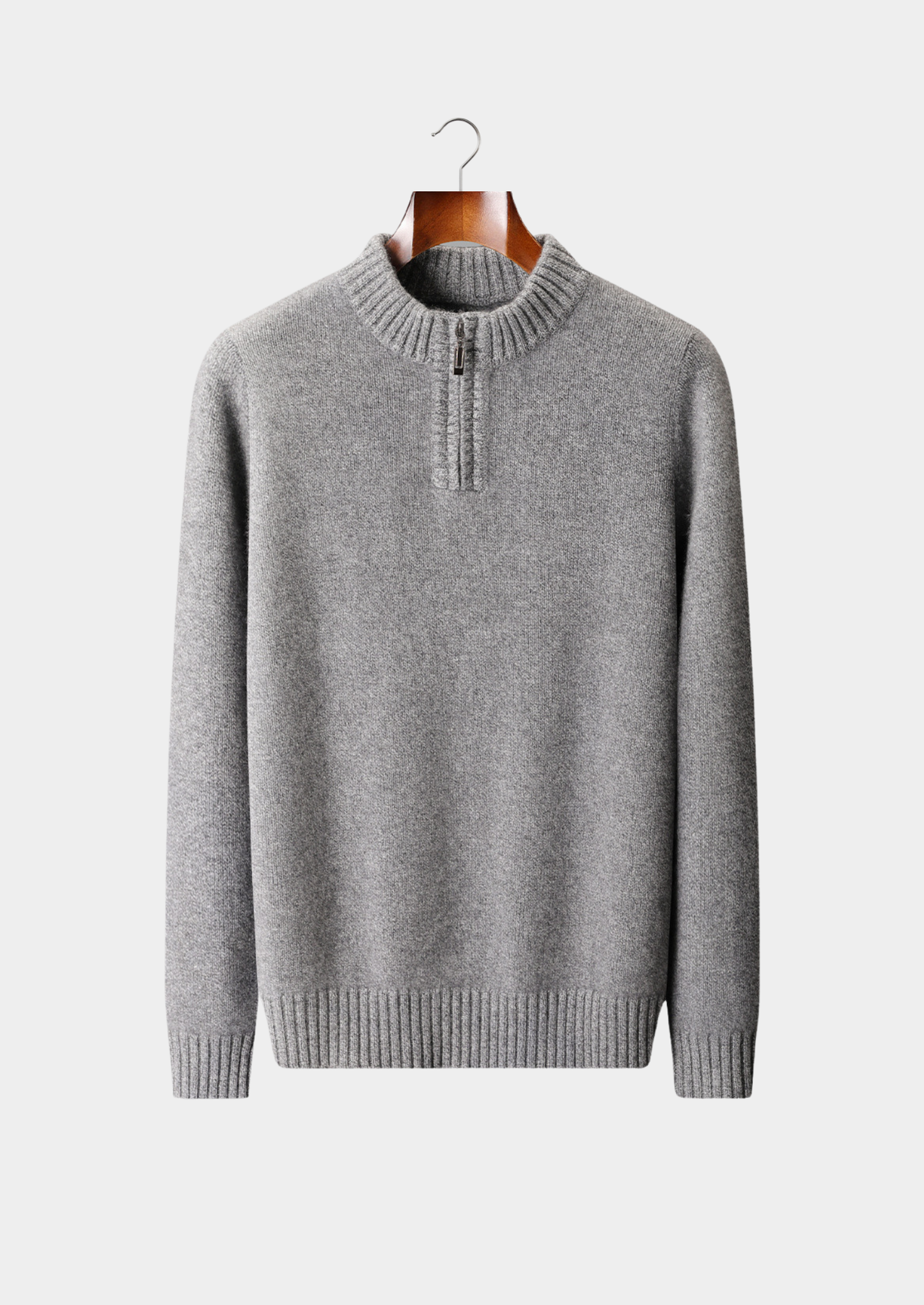 Pure Cashmere Light Gray Half Zip Sweater | Solmar