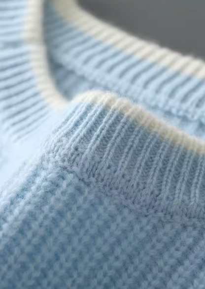 Pure Extra-Fine Merino Wool Two Tone Crewneck | Solmar