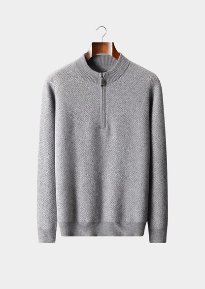 Premium Cashmere Patterned Half-Zip Sweater | Solmar