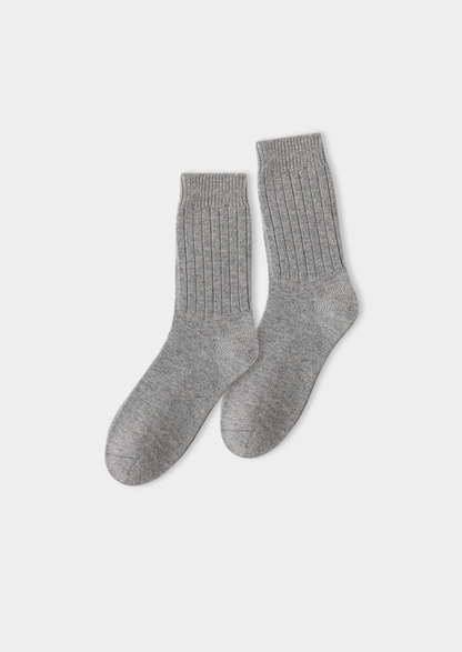 Light Gray Ultra-Soft Ribbed Merino Wool Socks | Solmar