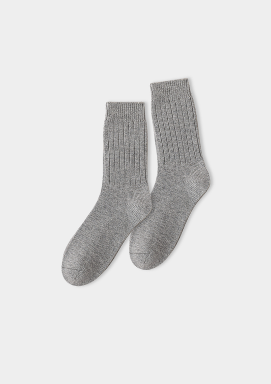Light Gray Ultra-Soft Ribbed Merino Wool Socks | Solmar
