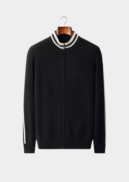 Pure Extra-Fine Merino Wool Two Tone Zip Cardigan | Solmar