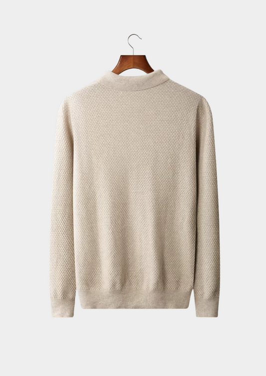 Premium Cashmere Textured Sweater Polo | Solmar