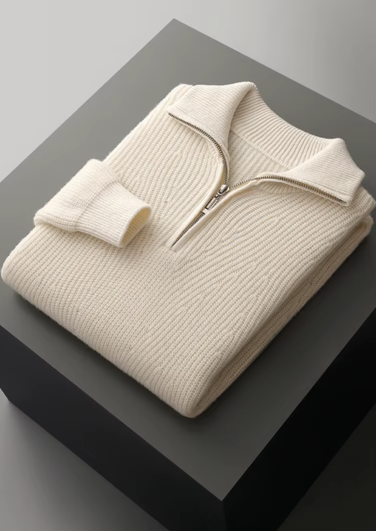 Pure Extra-Fine Merino Wool Ribbed Half-Zip | Solmar