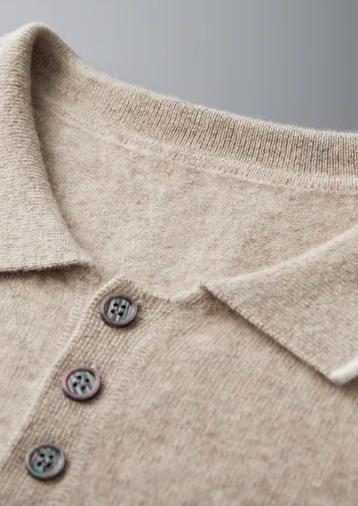 Premium Cashmere Two Tone Button Polo | Solmar
