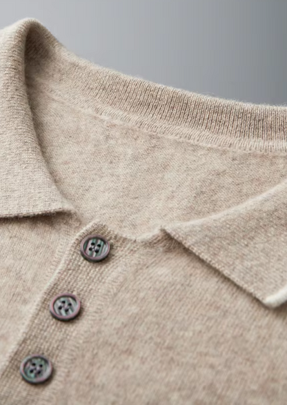 Premium Cashmere Two Tone Button Polo | Solmar