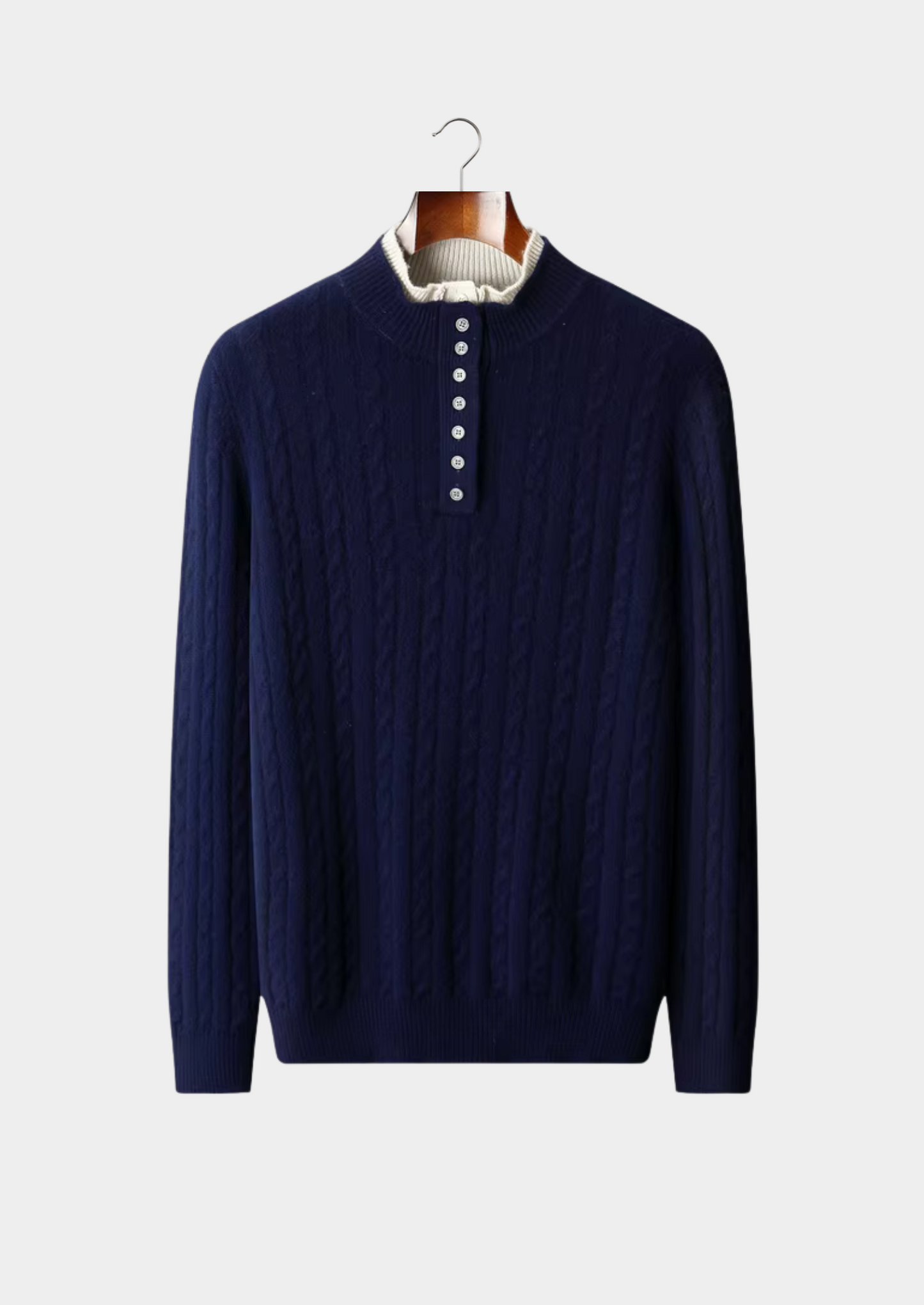 Pure Extra-Fine Merino Wool Cable Knit Henley Sweater | Solmar