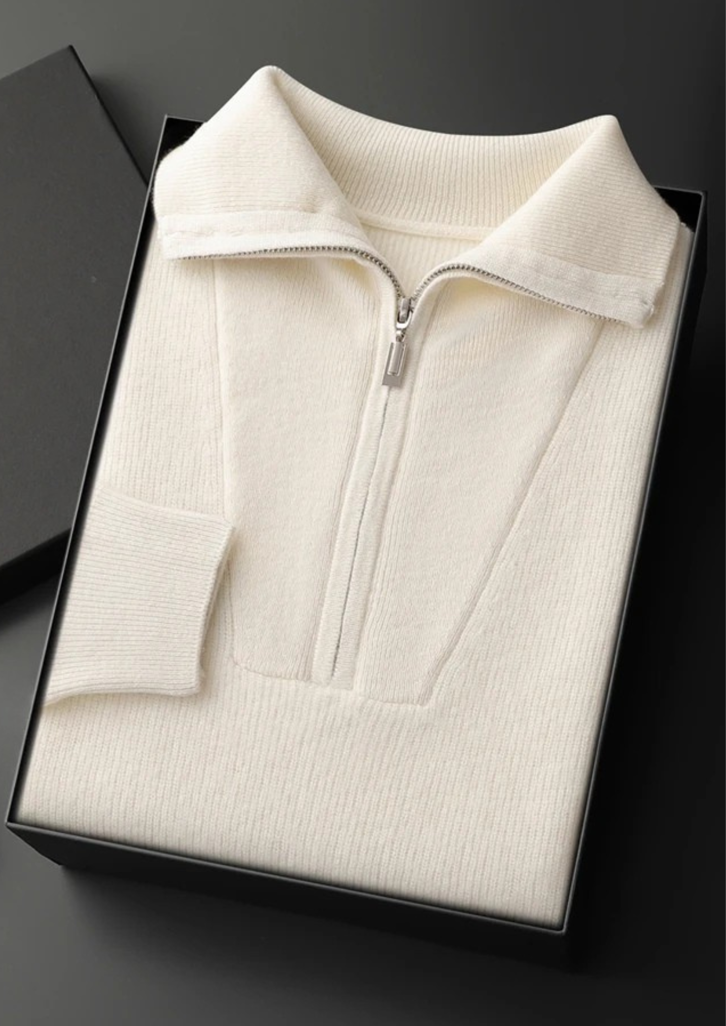 Premium Cashmere Ribbed Half-Zip Sweater | Solmar