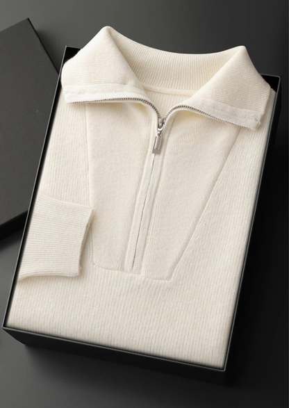 Premium Cashmere Ribbed Half-Zip Sweater | Solmar