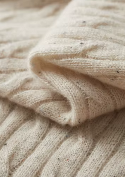 Pure Extra-Fine Merino Wool Nepped Cable Crewneck | Solmar