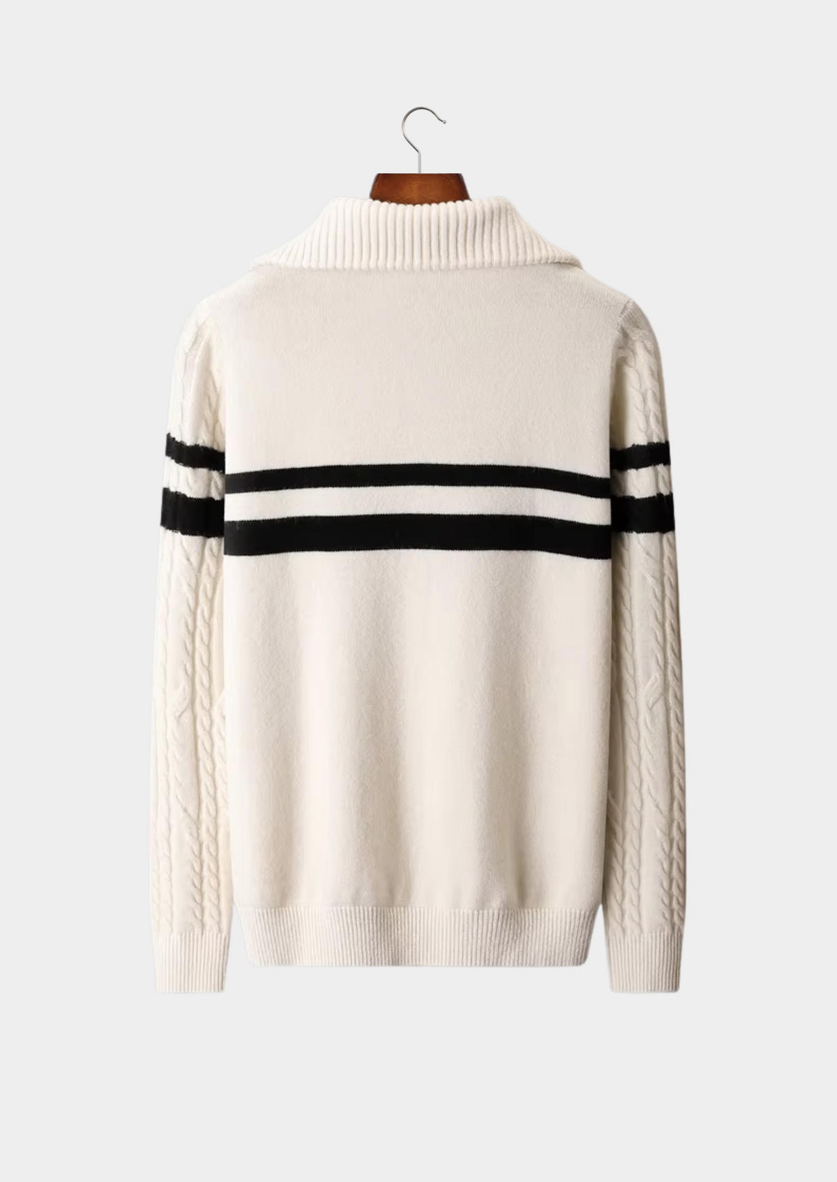 Pure Extra-Fine Merino Wool Striped Half-Zip Sweater | Solmar