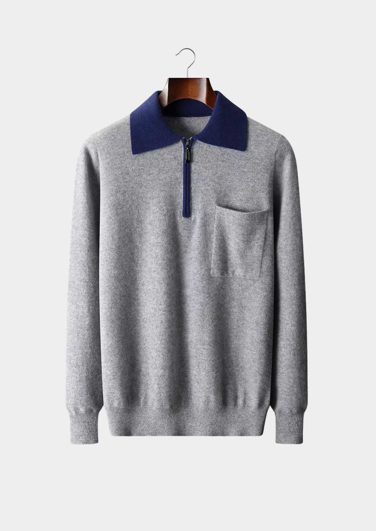 Premium Cashmere Two Tone Zipper Polo | Solmar