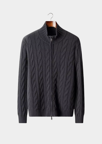 Pure Extra-Fine Merino Wool Dual-Zip Cable Cardigan | Solmar