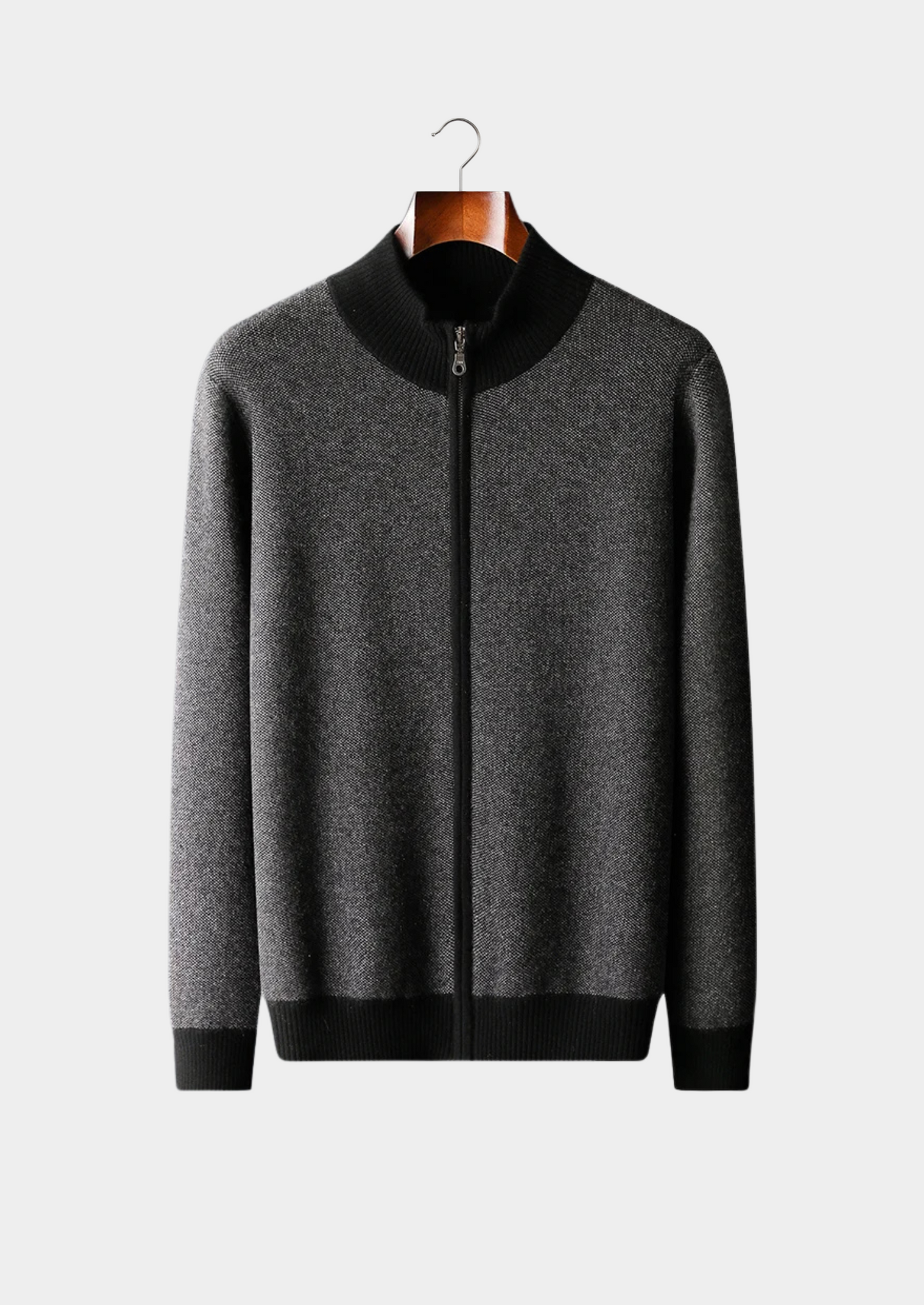 Cárdigan Jacquard con Cremallera de Cachemira Premium