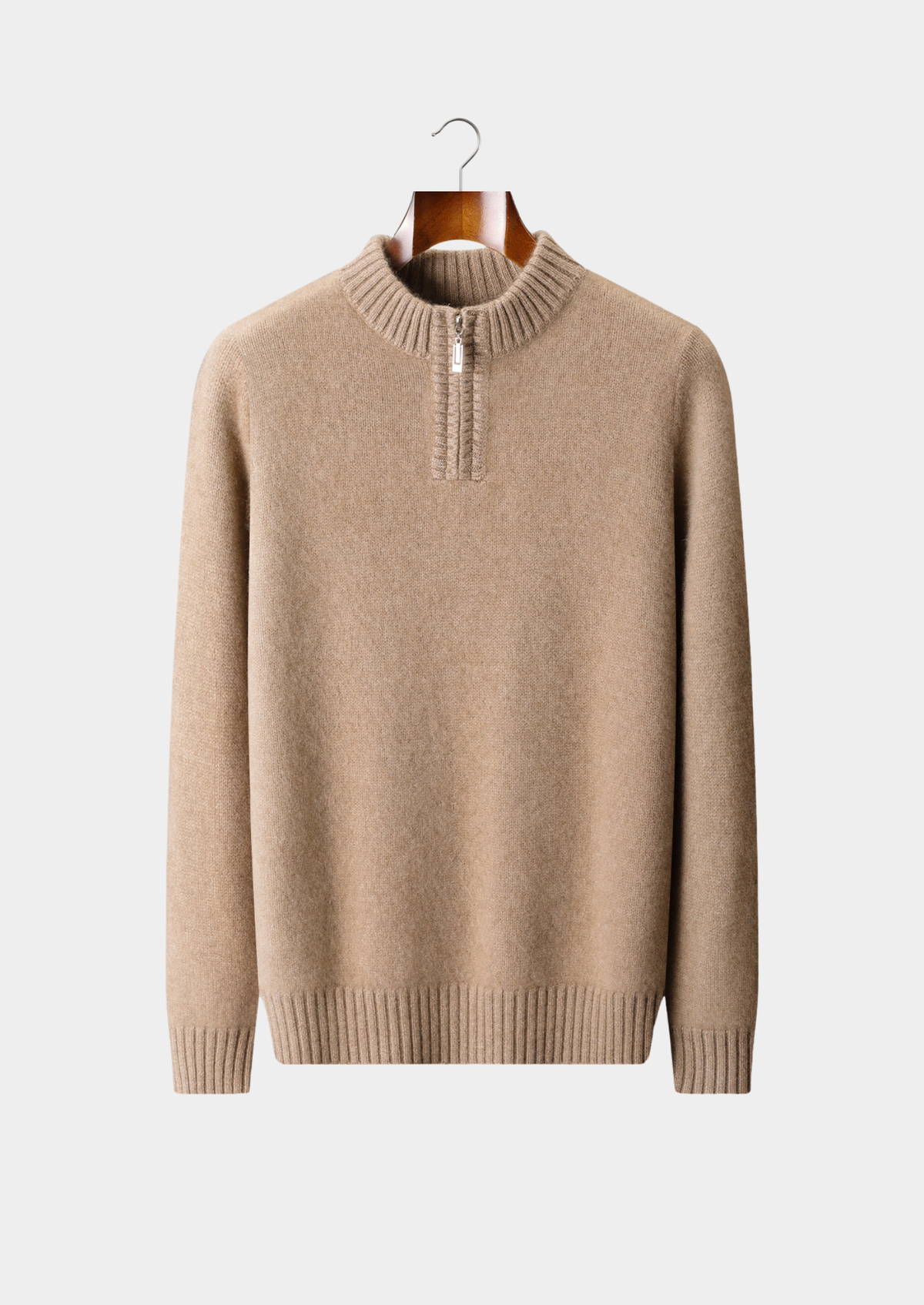 Pure Cashmere Light Beige Half Zip Sweater | Solmar