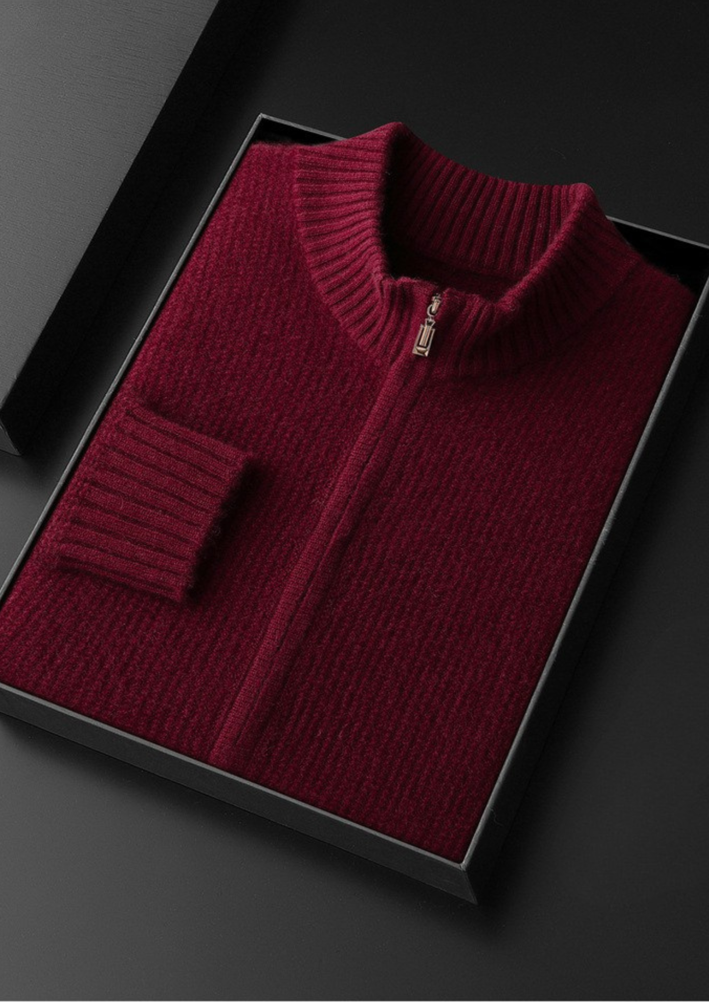 Pure Cashmere Burgundy Ribbed Zip Cardigan | Solmar