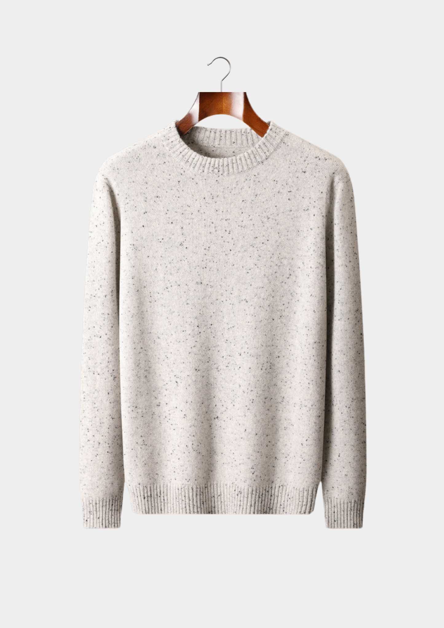 Pure Cashmere White Nepped Essential Crewneck | Solmar
