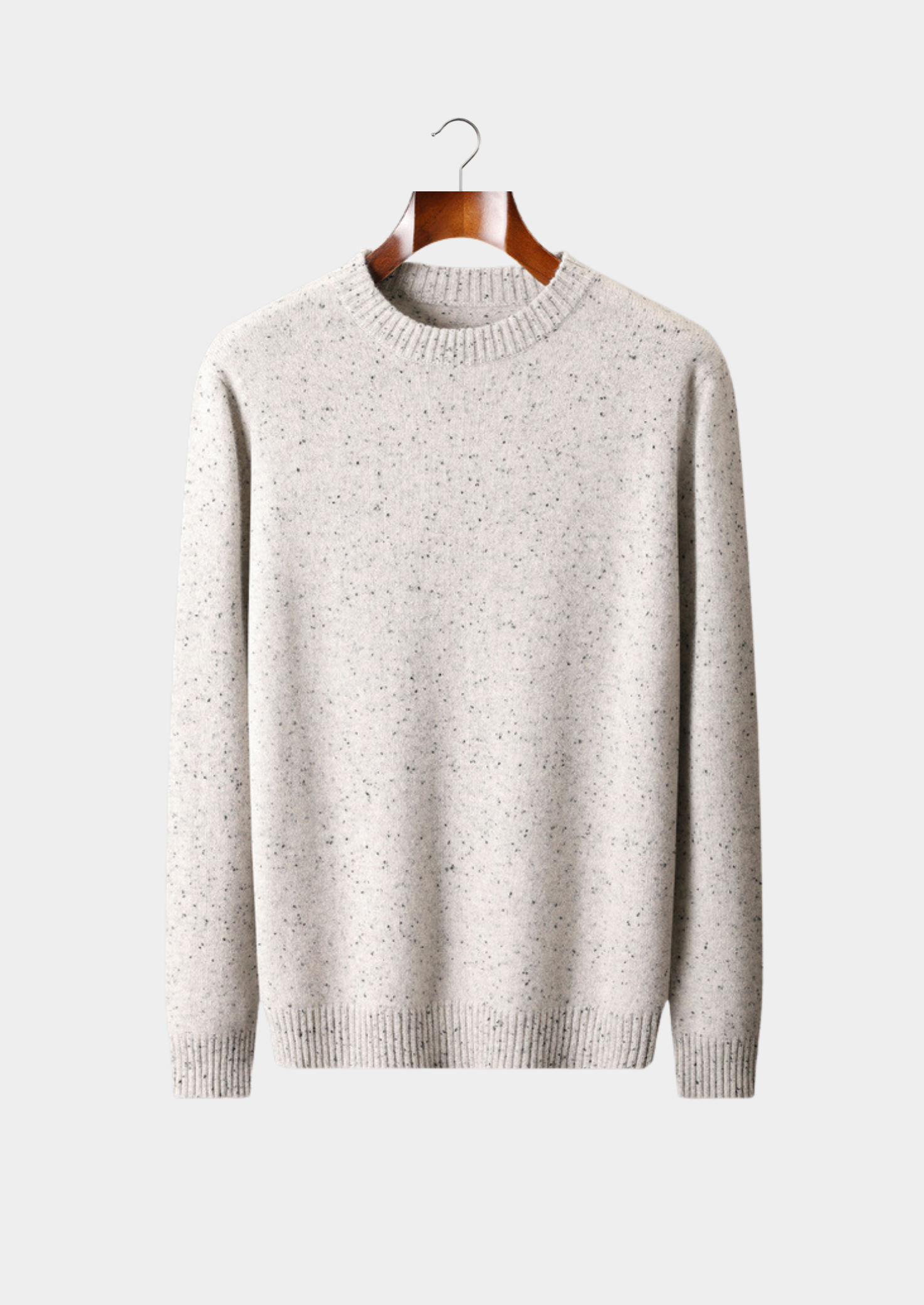 Pure Cashmere White Nepped Essential Crewneck | Solmar