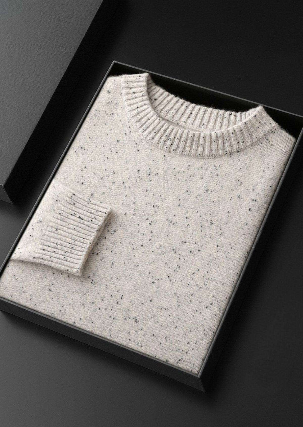Pure Cashmere White Nepped Essential Crewneck | Solmar